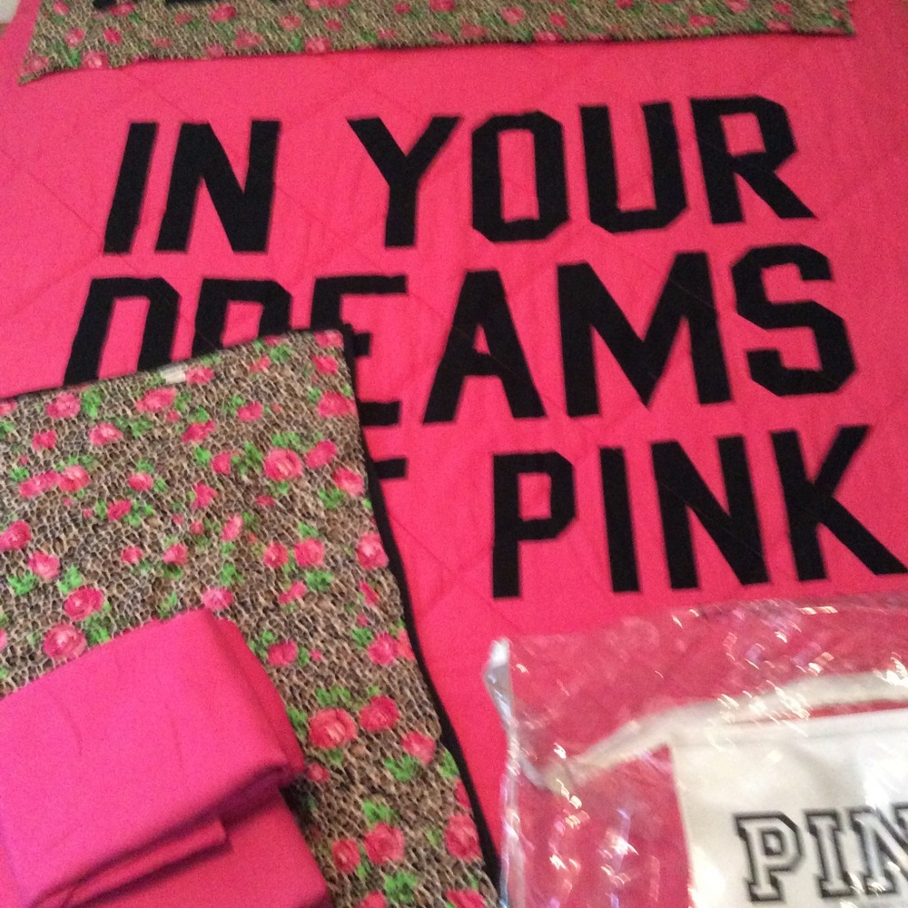 Victoria Secret Pink GET IN BED Body Pillow~Sheets